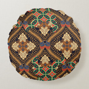 Plant-Based Indonesian Batik: Distinctive Patterns Round Cushion