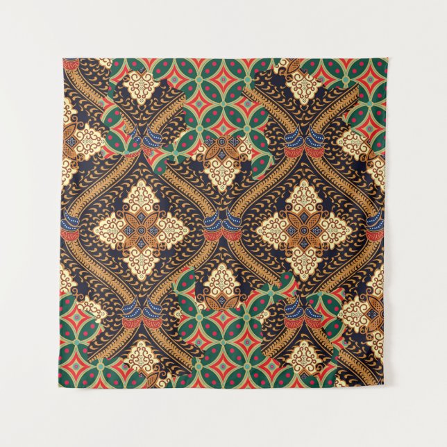 Plant-Based Indonesian Batik: Distinctive Patterns Tapestry (Front)