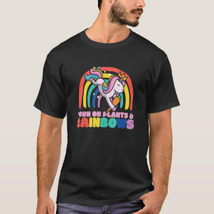 Plant Based Unicorn Runs On Plants And Rainbows Go T-Shirt