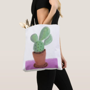 Plant Cactus Green Purple houseplants Tote Bag