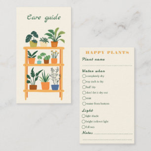 Plant Care Guide for house plant Shop Orders Enclosure Card