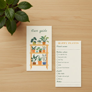 Plant Care Guide for house plant Shop Orders Enclosure Card
