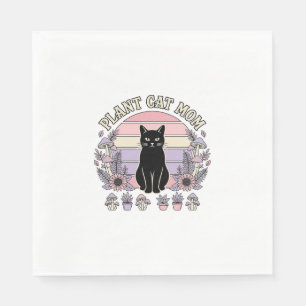 Plant Cat Mum Cat Plants Cottagecore Vintage Vecto Napkin