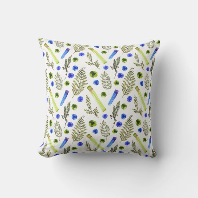 Plant Crystal Stone Pattern Throw Pillow (Front)