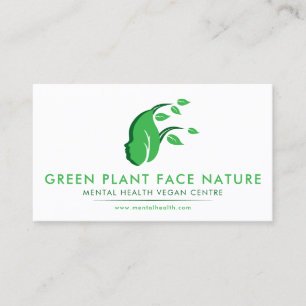 Plant Face Nature Vegan green Business Card