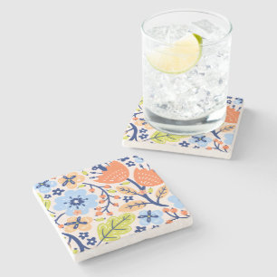Plant flowers on a square paper base in various stone coaster