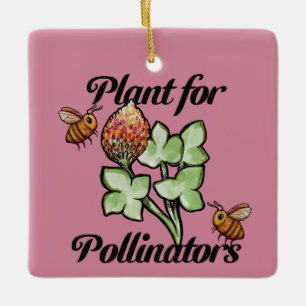 Plant for Pollinators Bee Ceramic Ornament