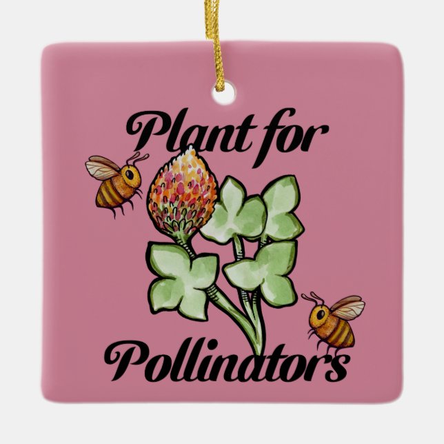 Plant for Pollinators Bee                          Ceramic Ornament (Front)