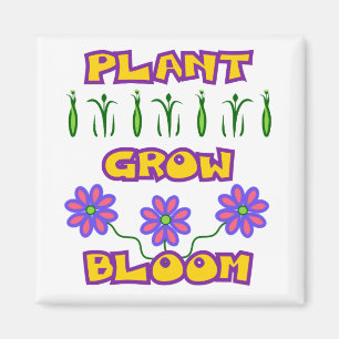 Plant Grow Bloom Quote Pink Flowers Yellow Text Magnet