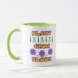 Plant Grow Bloom Quote Pink Flowers Yellow Text Mug