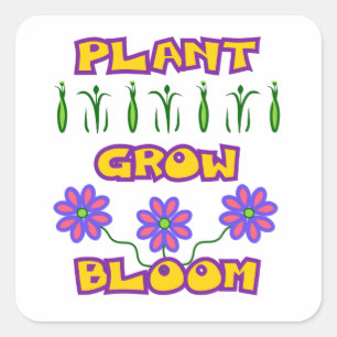 Plant Grow Bloom Quote Pink Flowers Yellow Text Square Sticker
