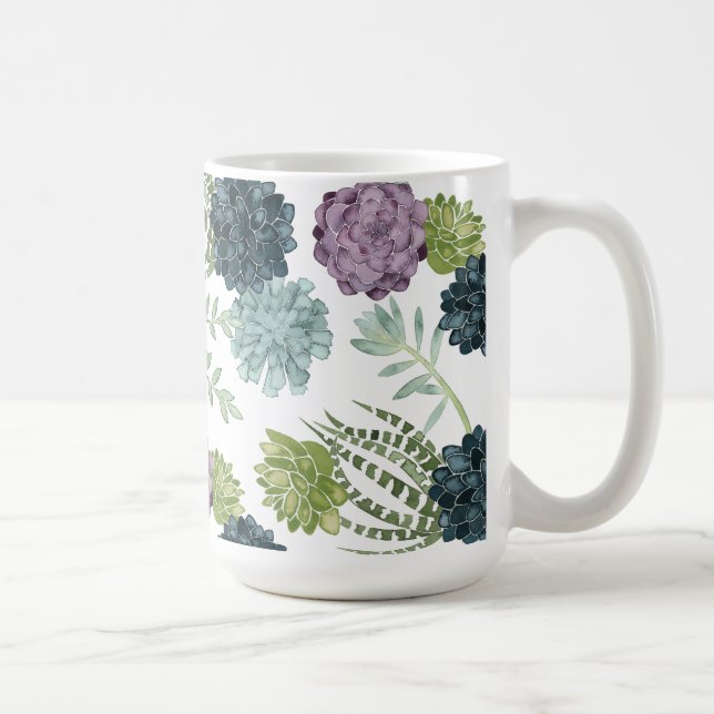 Plant Happiness Collection Succulent Pattern Coffee Mug (Right)