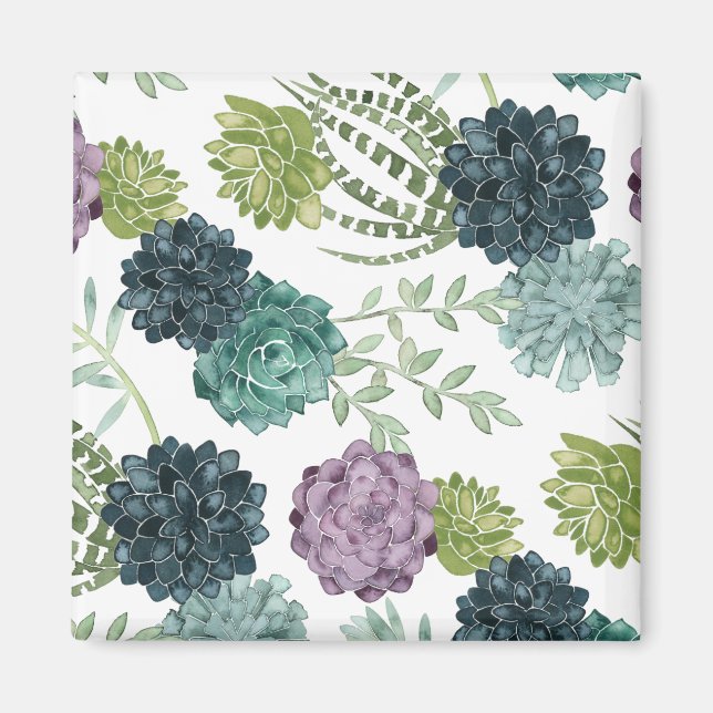 Plant Happiness Collection Succulent Pattern Magnet (Front)