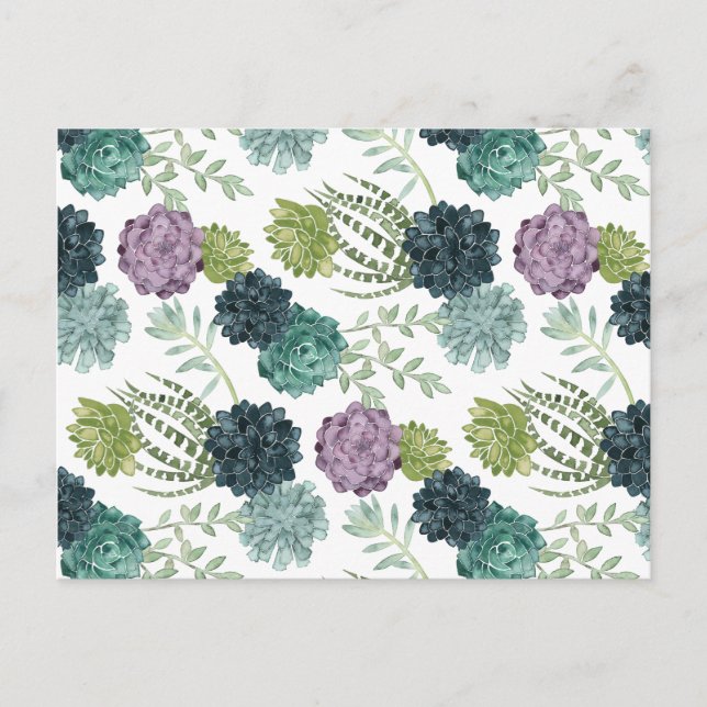 Plant Happiness Collection Succulent Pattern Postcard (Front)