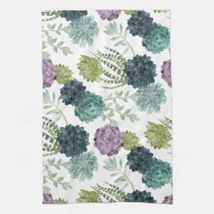 Plant Happiness Collection Succulent Pattern Tea Towel