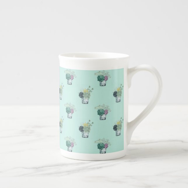 Plant Happiness Collection | Succulents Bone China Mug (Right)