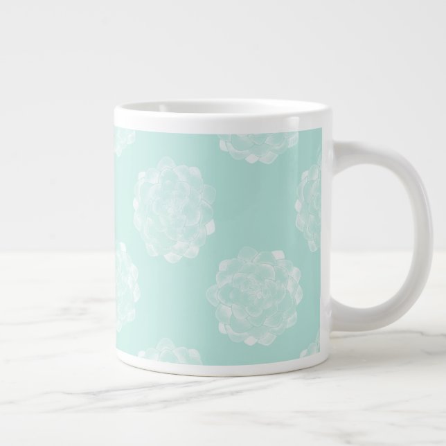 Plant Happiness | Pastel Succulent Pattern Large Coffee Mug (Right)