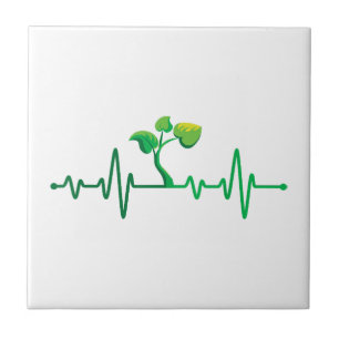 Plant Heartbeat - Botany Botanist Gardening Plant  Ceramic Tile