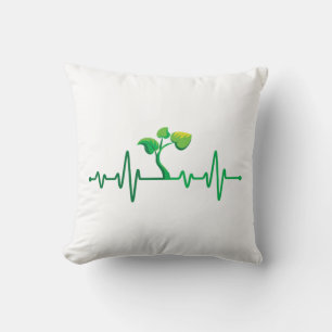 Plant Heartbeat - Botany Botanist Gardening Plant Cushion