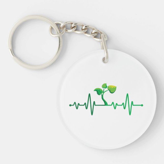 Plant Heartbeat - Botany Botanist Gardening Plant  Key Ring (Front)