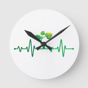 Plant Heartbeat - Botany Botanist Gardening Plant Round Clock