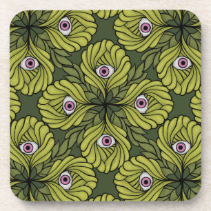 Plant Horror Art - Creepy Cute Green Flower Coaster