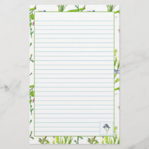 Plant Illustration Watercolor Vegetables Lined Stationery