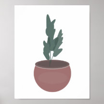 Plant in Clay Pot Green Leaf Wall Art
