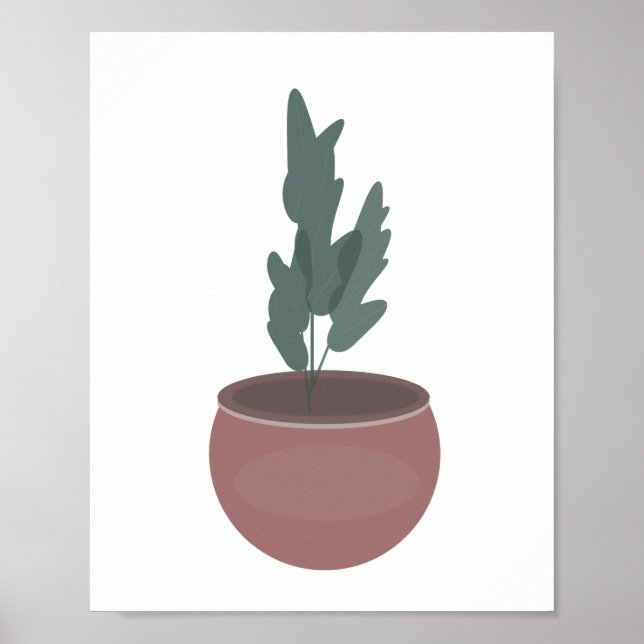 Plant in Clay Pot Green Leaf Wall Art (Front)