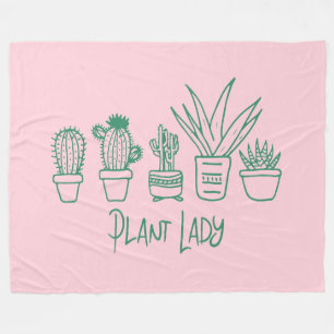 Plant Lady Cactus Succulent Gardening Fleece Blanket