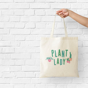 Plant Lady Pink and Green Illustrated  Tote Bag