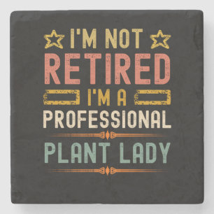 Plant lady retirement funny retired gardening stone coaster