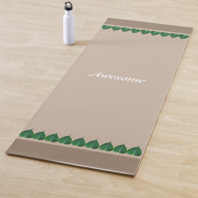 Plant Leaves on Light Beige Personalised Yoga Mat (In Situ)