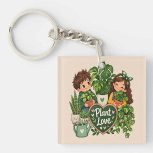 Plant Love Cute Plant Lover Gardening Design Key Ring