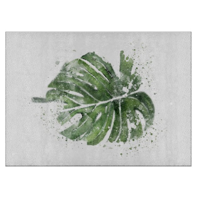 Plant Lover Abstract Monstera Leaf Cutting Board (Front)