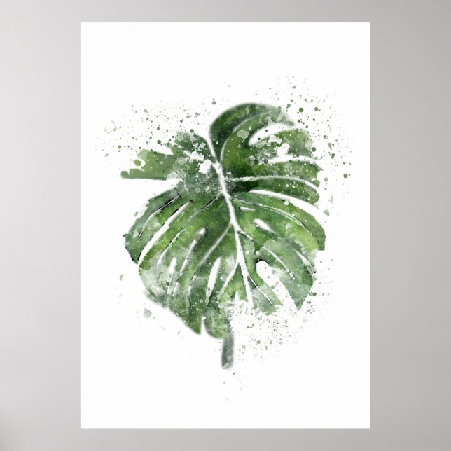 Plant Lover Abstract Monstera Leaf Poster (Front)