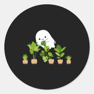 Plant Lover Cute Halloween Ghost Gift Classic Round Sticker