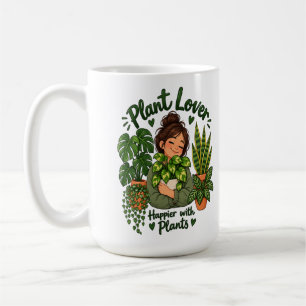 Plant Lover – Happier with Plants Cute Houseplant Coffee Mug