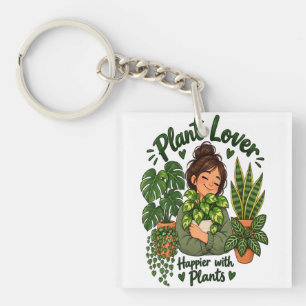 Plant Lover – Happier with Plants Cute Houseplant Key Ring