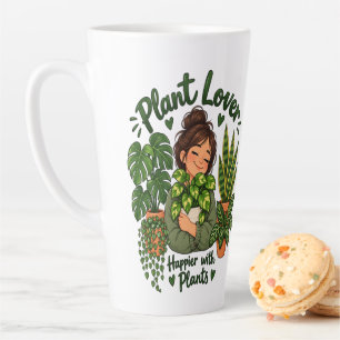 Plant Lover – Happier with Plants Cute Houseplant Latte Mug