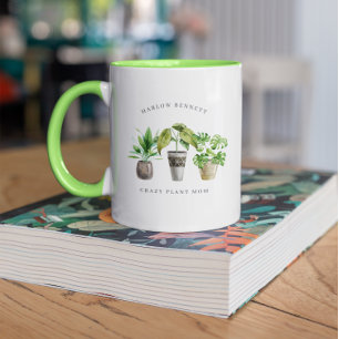 Plant Lover Watercolor Potted Plants   Monogram Mug