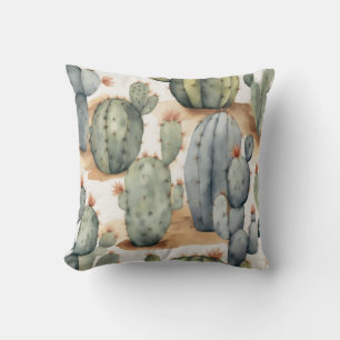Plant Lover's Paradise Cactus Watercolor Cushion