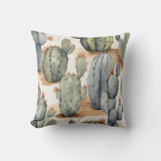 Plant Lover's Paradise Cactus Watercolor Cushion