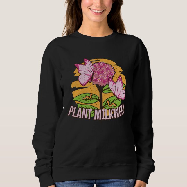 plant milkweed plant monarch butterfly eco animals sweatshirt (Front)