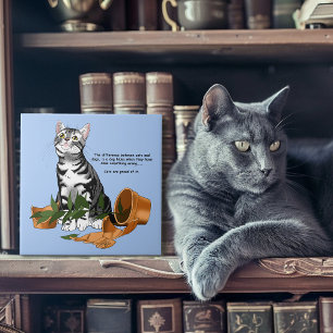 Plant Mischief Cat Ceramic Tile