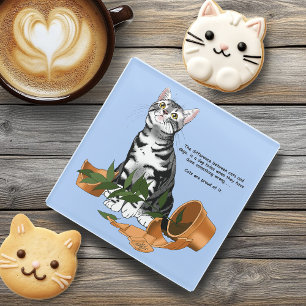 Plant Mischief Cat Glass Coaster