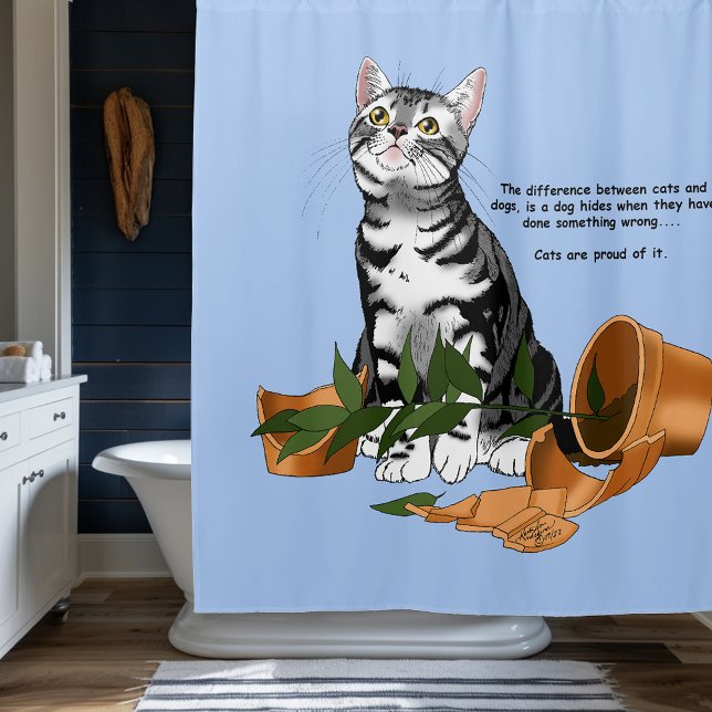 Plant Mischief Cat Shower Curtain (Creator Uploaded)