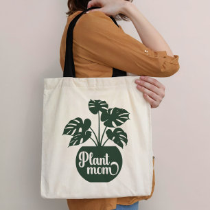 Plant Mom Green Potted Plant Tote Bag