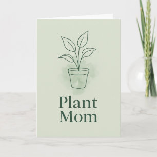 Plant Mom Greeting Card – Minimal Line Art Botanic