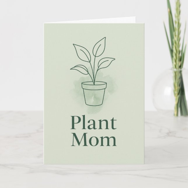 Plant Mom Greeting Card – Minimal Line Art Botanic (Front)